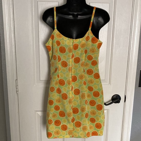 Women orange / lemon print dress - Picture 4 of 4